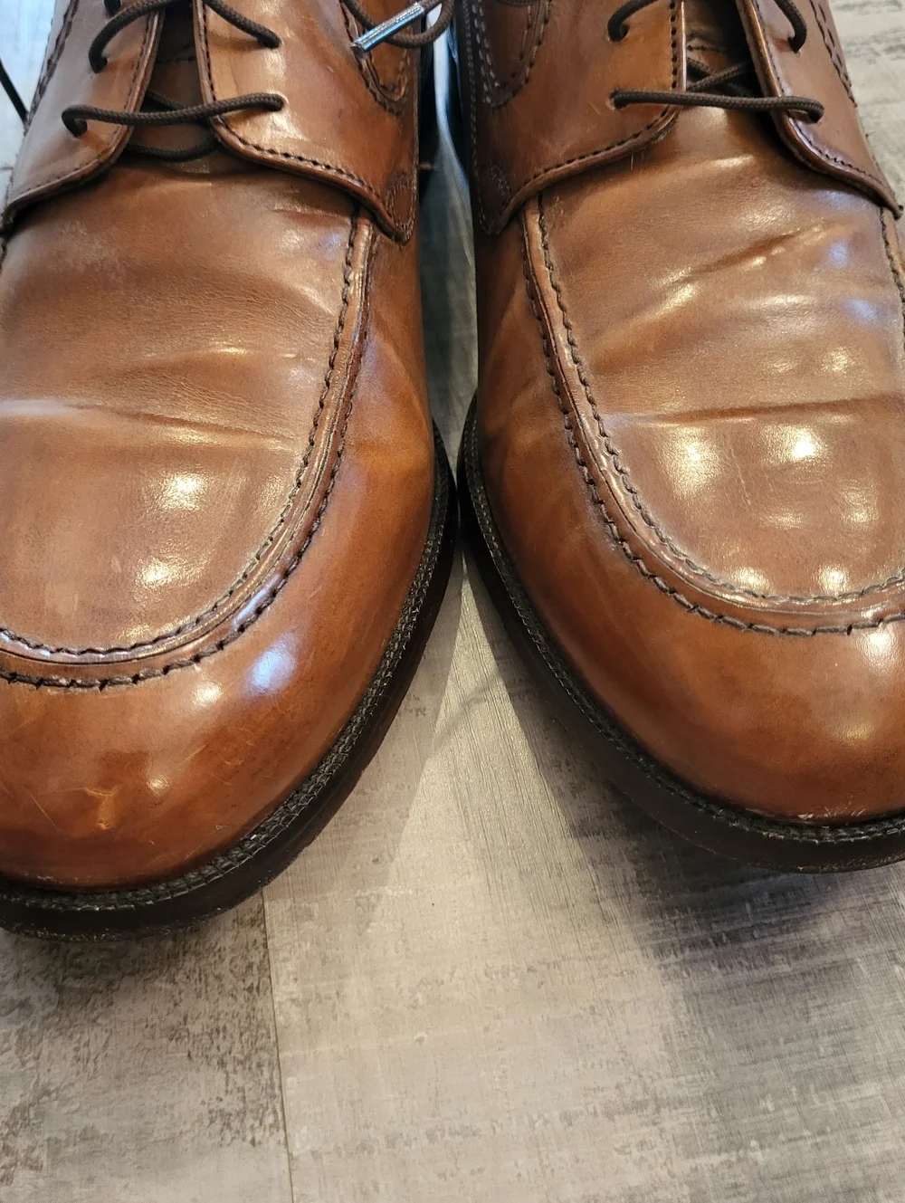 Johnston & Murphy Signature Series Leather Brown Apron Toe Shoes Oxford Size 9